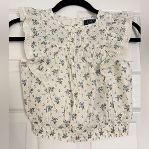 Polo by Ralph Lauren Girls Floral Ruffle Sleeveless Top